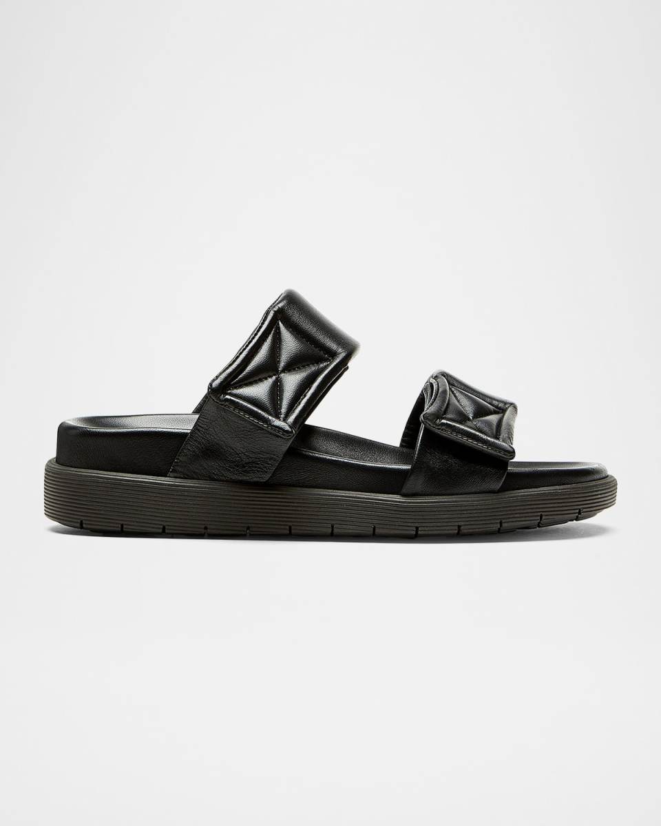 Glena Leather Padded Dual-Strap Slide Sandals
